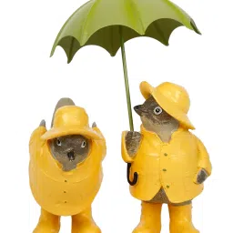 Tayhaa Yellow & Brown Polyresin Colourful Bird Showpieces - Set of 2 image 3