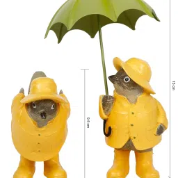 Tayhaa Yellow & Brown Polyresin Colourful Bird Showpieces - Set of 2 image 5