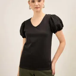 SALT Attire Black Plain Top-image-29