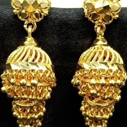 PRS GOLD COVERING Dome Shaped Gold pleated Drop Earrings-picture-53