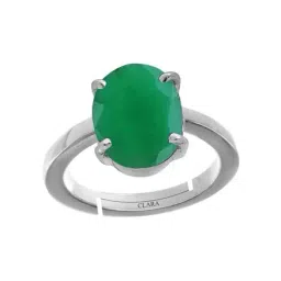 Clara Green Emerald 3cts Sterling Silver Navratna Ring-image-53