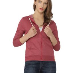 Campus Sutra Red Relaxed Fit Hoodie-picture-10