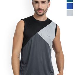 FTX Pack Of 4 Color Blocked Round Neck Gym Vests 709-9_709-11_709-15_709-16-S-picture-13
