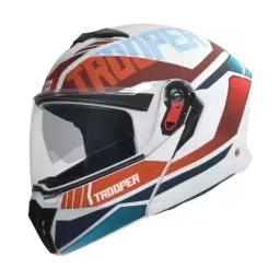 Studds TROOPER D1 DECOR MATT WHITE (570 mm) Medium Full Face Flip-Up Helmet, D1 MATT WHITE N2 image 2