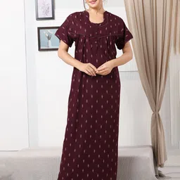 EASY MOM Women Ethnic Motifs Printed Maxi Nightdress-picture-24