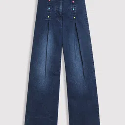 Tiny Girl Denim Button Embellished Jeans - Dark Blue-image-58