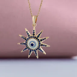 Mia by Tanishq Women 14KT BIS Hall Mark Star Protector Evil Eye Gold & Diamond Pendant-picture-47