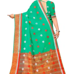SHAIBO SAREE Woven Design Zari Silk Cotton Handloom Maheshwari Saree image 5