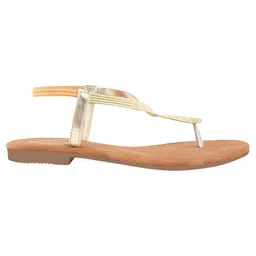 Shoetopia Abstract Designed With Backstrap Sandals - Golden image 4