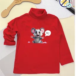 COCOON ORGANICS Cotton Rib Pack Of 3 Full Sleeves Ice Cream & Animals Printed Tees - Yellow Red & Sky Blue image 5