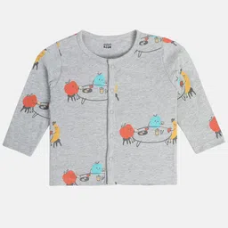 MINI KLUB Cotton Pack Of 2 Full Sleeves Fruits & Yum Text Printed Jhablas - Grey & White image 5