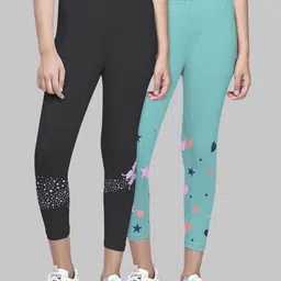 ZUNIORS SSC Girls Multi Colored Set Of 2 Cotton Printed Capris image 4