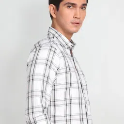 Arrow Sport White Cotton Slim Fit Checks Shirt image 4