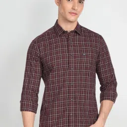 Arrow Sport Brown Cotton Slim Fit Checks Shirt image 4