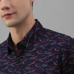 Allen Solly Navy Cotton Regular Fit Printed Shirt image 4