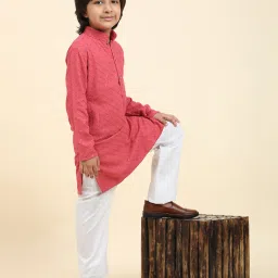 Pro-Ethic Style Developer Kids Pink & White Embellished Full Sleeves Kurta with Pyjamas image 4