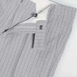 Arrow Light Grey Regular Fit Check Flat Front Trousers image 4