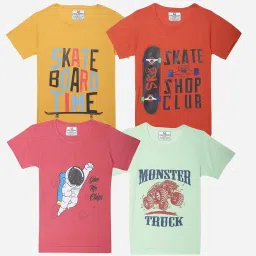 Vimal Jonney Boys Multicolor Printed T-Shirt (Pack Of 4) image 1