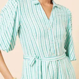 Marigold Lane White & Blue Striped Jumpsuit image 4