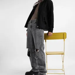 Campus Sutra Black Regular Fit Jacket image 4