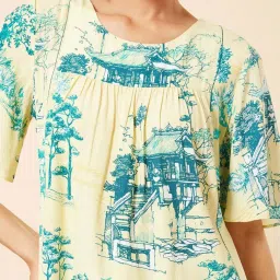 Marigold Lane Yellow & Blue Printed Top image 4