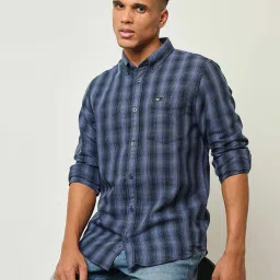 Lee Blue Cotton Regular Fit Checks Shirt image 4