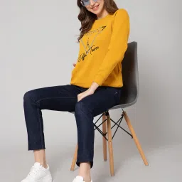 Cantabil Mustard Printed Pullover image 4