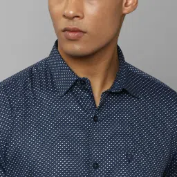 Allen Solly Navy Cotton Slim Fit Printed Shirt image 4