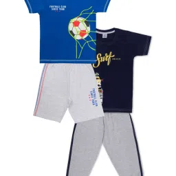 Todd N Teen Kids Blue & Navy Printed T-Shirts with Bottom (Pack Of 2) image 1