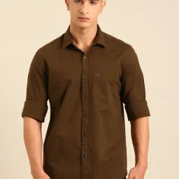 Cavallo by Linen Club Brown Linen Slim Fit Casual Shirt-picture-15