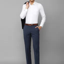 Luxure By Louis Philippe Powder Blue Slim Fit Trousers image 4