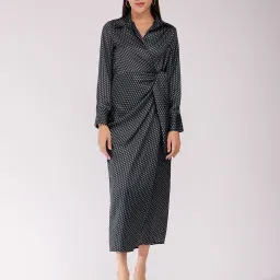 Fablestreet Black Chequered A-Line Dress image 1
