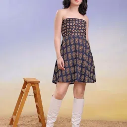 Purvaja Blue Regular Fit Printed Dress image 1