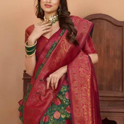 Mimosa Green Woven Saree With Unstitched Blouse image 4