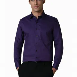 Louis Philippe Purple Slim Fit Texture Shirt image 1