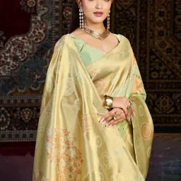 Mimosa Green Woven Saree With Unstitched Blouse image 4
