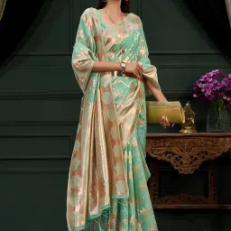 Mimosa Green Woven Saree With Unstitched Blouse image 4