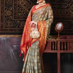 Mimosa Grey Woven Saree With Unstitched Blouse image 4