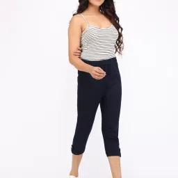 Angelfab Dark Blue Cotton Regular Fit Capris image 4