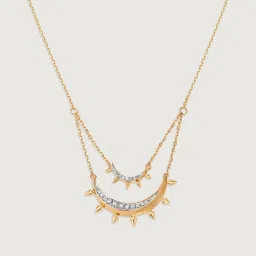 Mia by Tanishq Twilight Crescent 14k Gold & Diamond Double Layered Necklace image 4