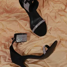 Truffle Collection Women's Black Ankle Strap Stilettos image 1