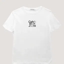 Calvin Klein Girls Bright White Ck Logo Print T-Shirt image 1