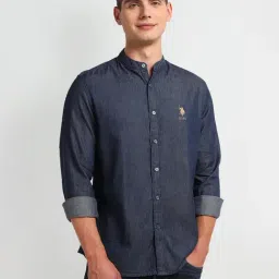 U.S. Polo Assn. Dark Blue Slim Fit Denim Shirt-picture-31