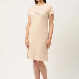 Sweet Dreams Beige Cotton Printed Sleep Tee image 4