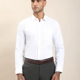 Turtle White Cotton Slim Fit Printed Formal Shirt image 1