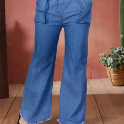 Aarika Girls Blue Solid Plazzos image 1