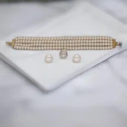 Sri Jagdamba Pearls Iha 4 Lines Round Pearl Set for Women image 1