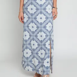 Zink London Blue & White Printed Circular Skirt image 1