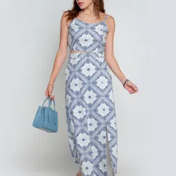 Zink London Blue & White Printed Circular Skirt image 4