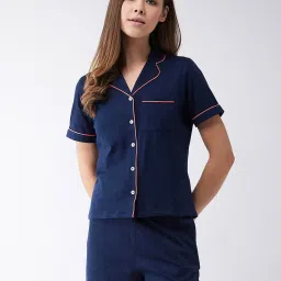 Miss Chase Navy Cotton Shirt With Shorts image 1